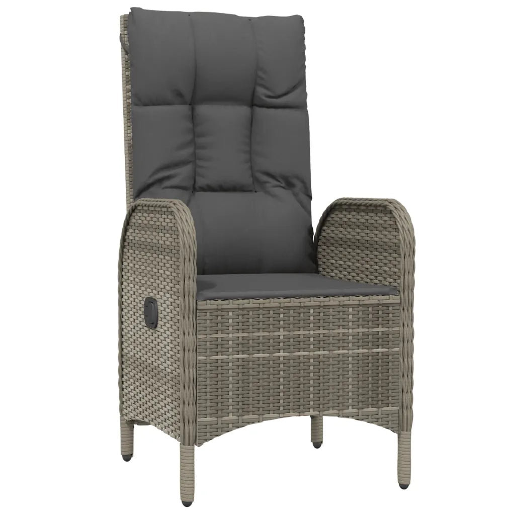 Set da Pranzo Giardino 5pz Nero e Grigio con Cuscini Polyrattan 3185181