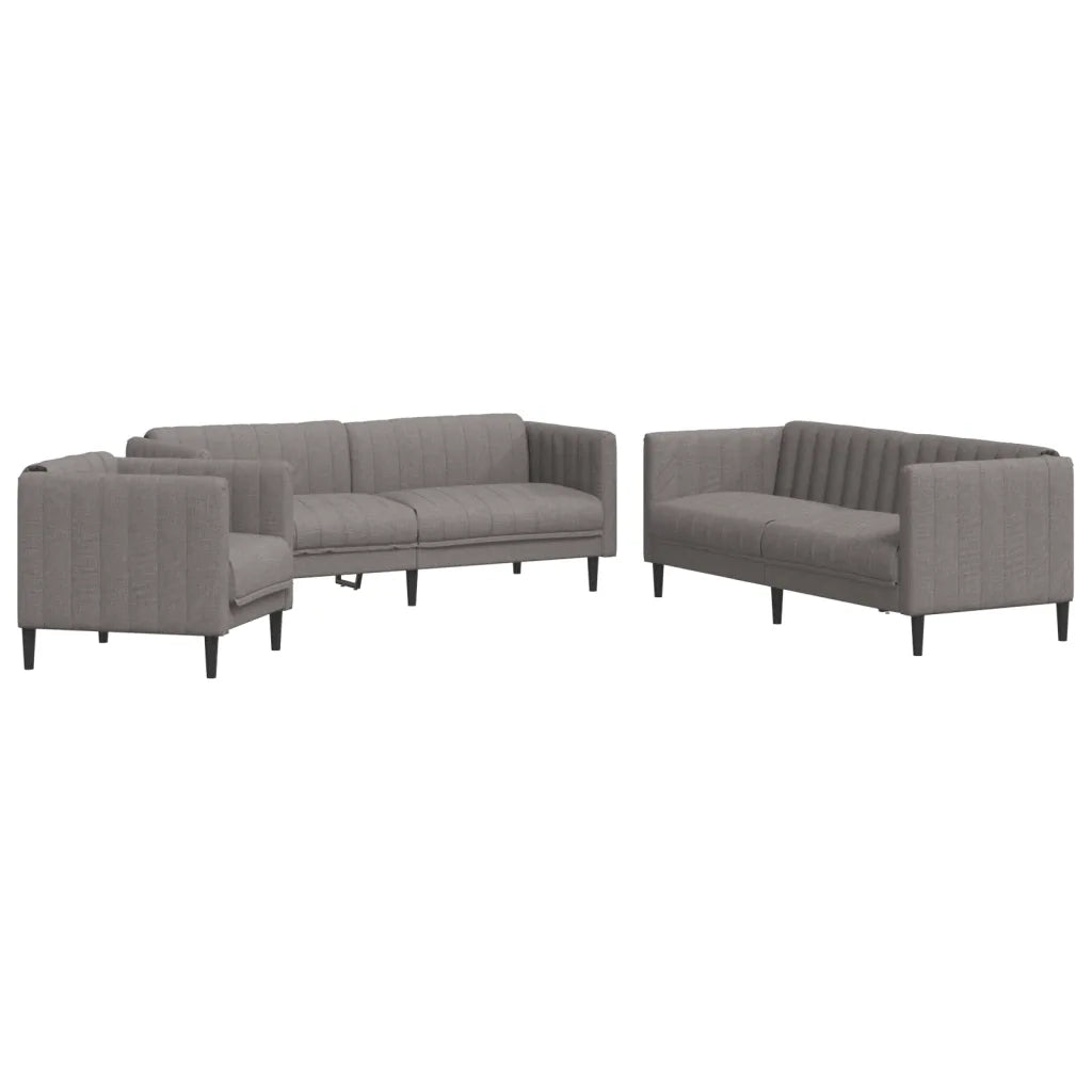Set di Divani 3 pz Tortora in Tessuto 3209234