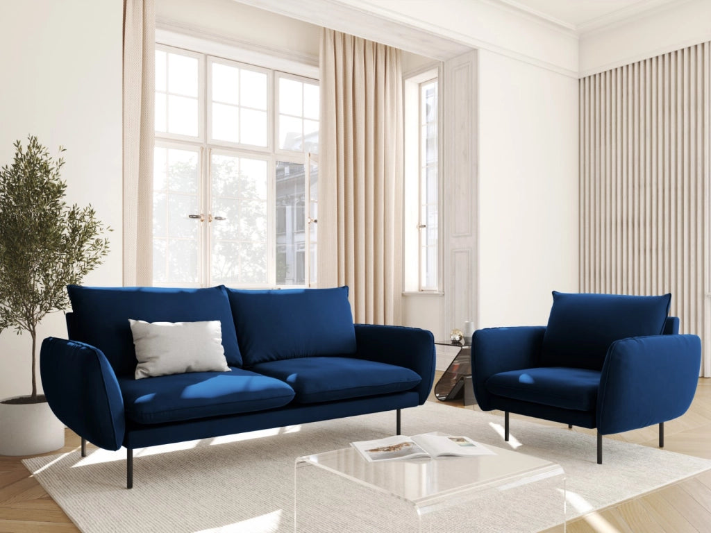 Cosmopolitan Design - Poltrona "Vienna" in velluto blu reale 