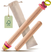 Rullo per pasta con anelli - Estensione uniforme - Set di 2 - Legno - Sostenibile