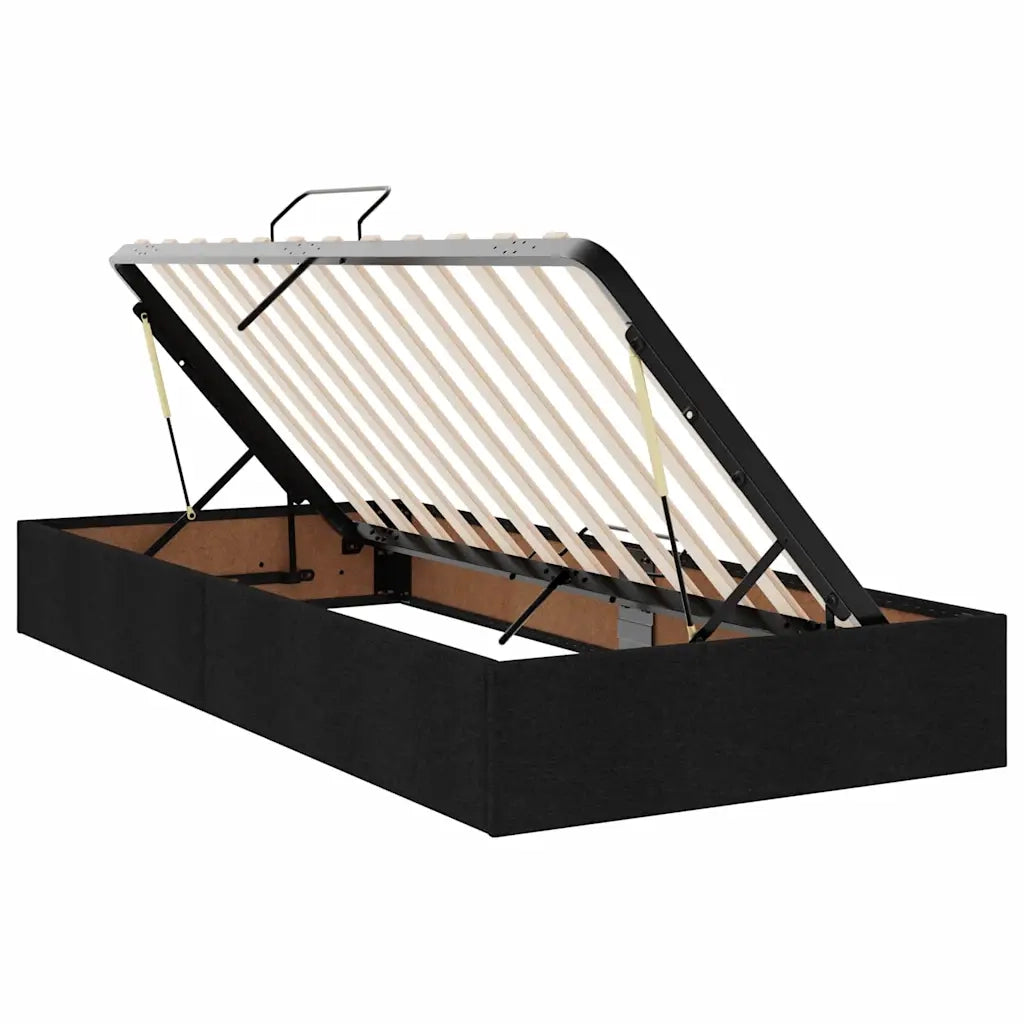 Letto con contenitore e LED Nero 100 x 200 cm Poliestere