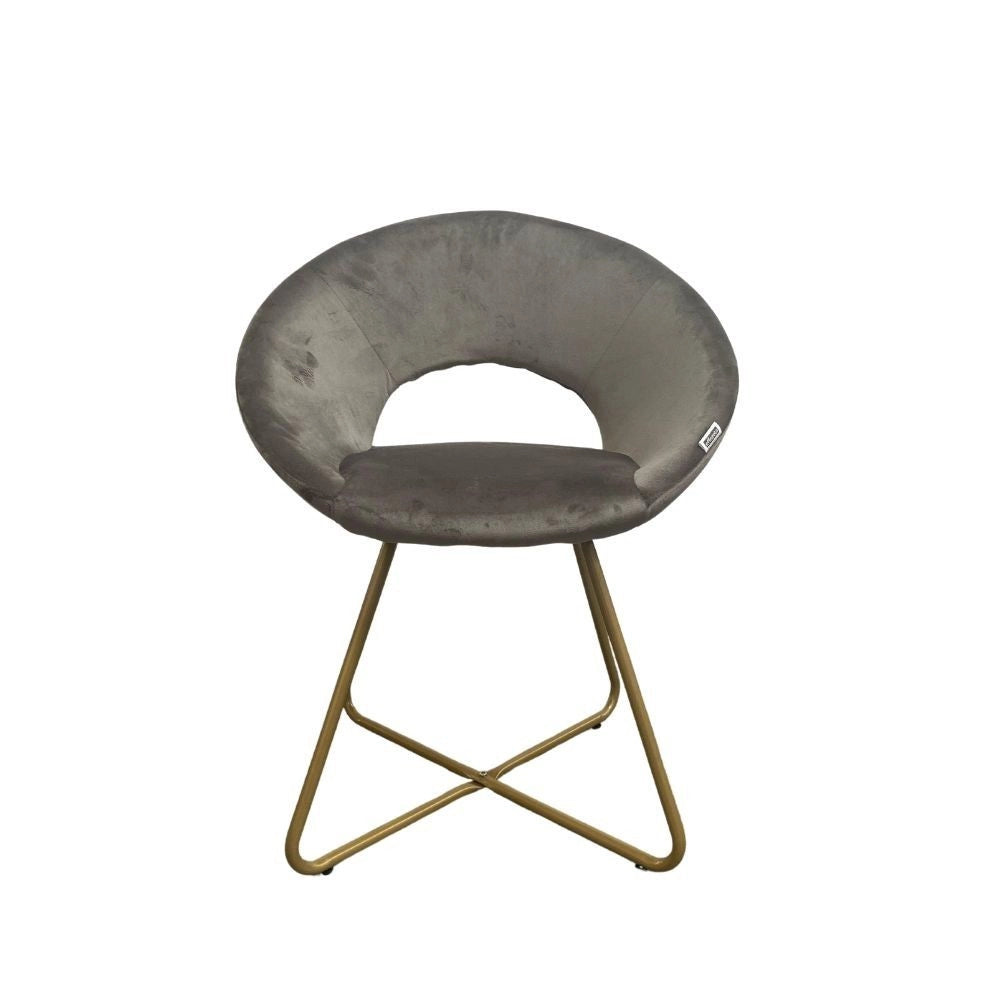 Set 2 poltroncine da salotto Etere velluto grigio e gambe oro