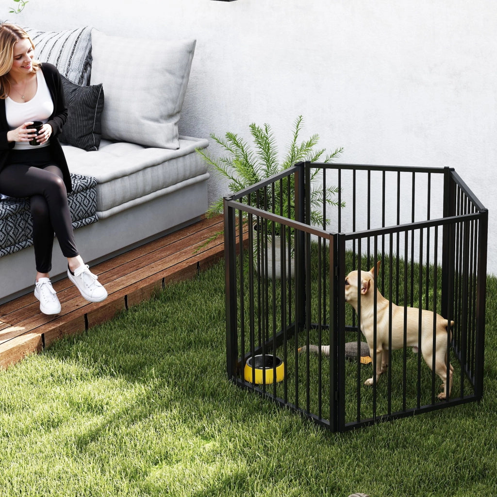Recinto per Cani 5 Pannelli ¨C zephmum ¨C Nero Pieghevole