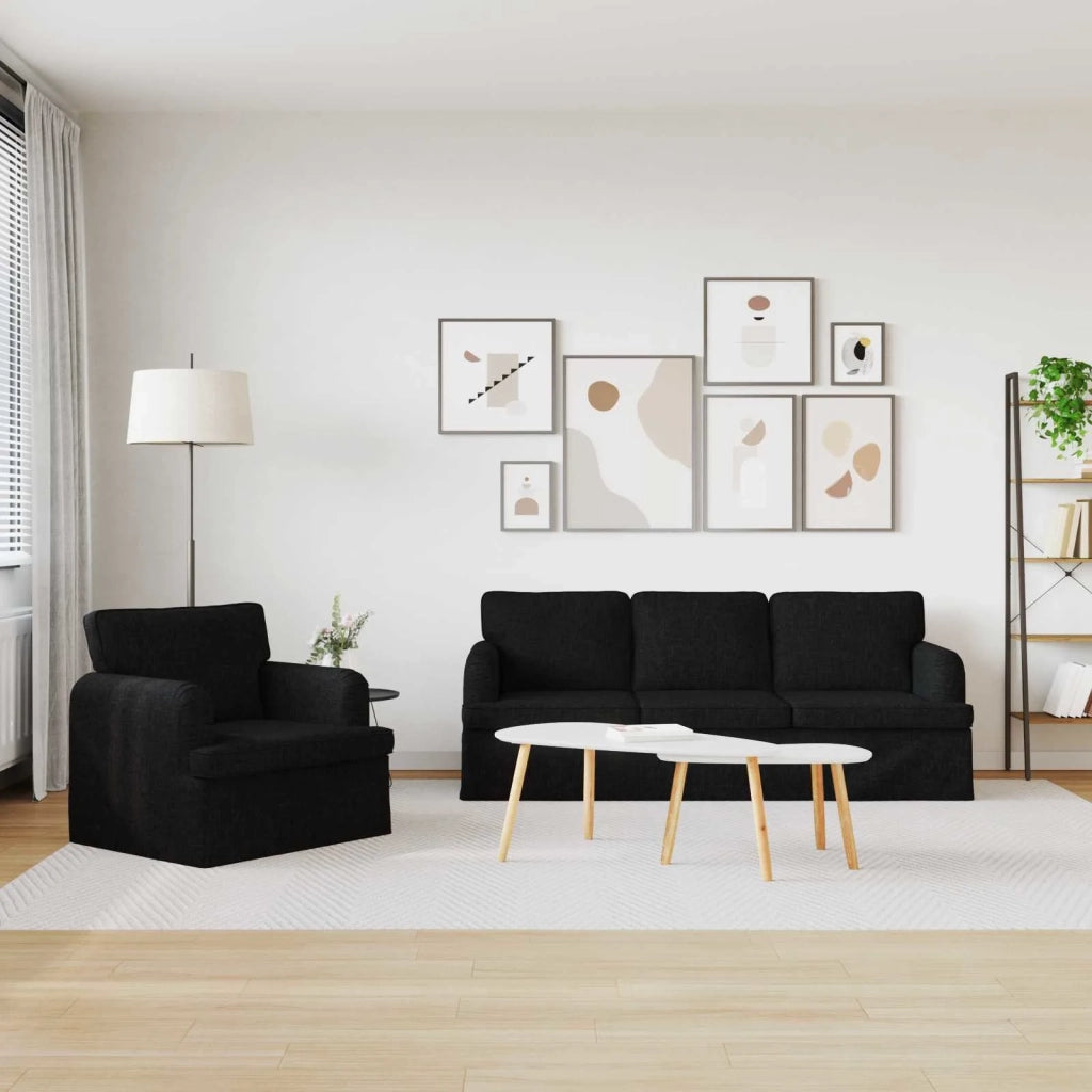 Set di divani 2 pcs Nero 201 x 80 x 85 cm Tessuto 3407606
