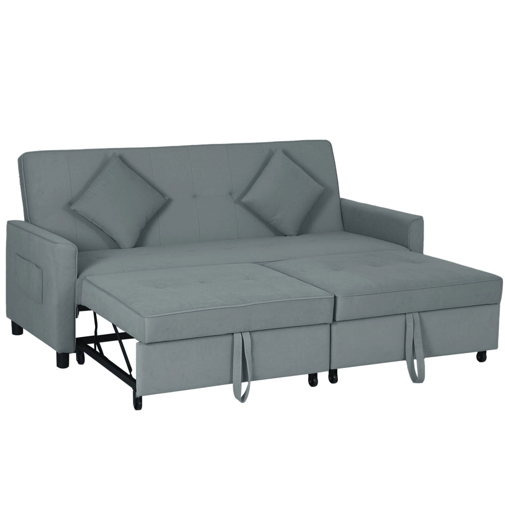Divano letto 3 posti imbottito con rete a doghe e cuscini ¨C Minimal ¨C Grigio