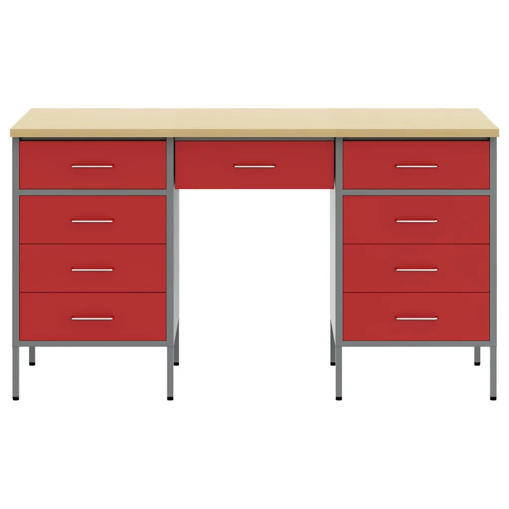 Mobile da lavoro 3 pcs Rosso Legno ingegnerizzato e acciaio 3321377