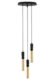 Lampada sospensione moderna tonda 30cm nero oro 3xGU10