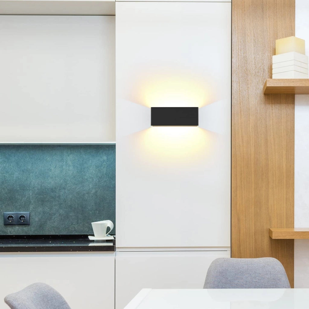 ZMH Applique a LED moderna con luce su e giù lampada da parete nera IP20
