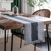 Tavolo da pranzo con rete macramé in cotone, 30x180cm