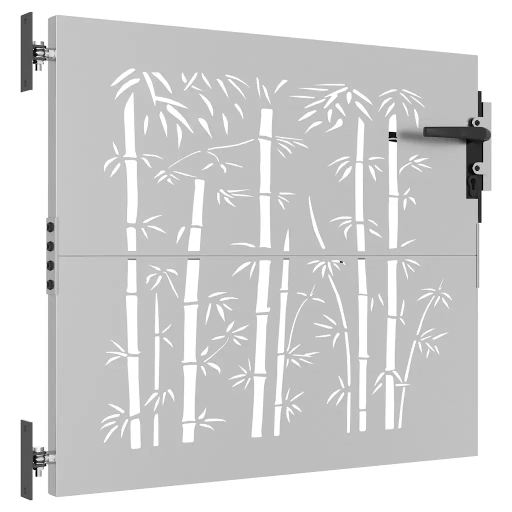 Cancello da giardino 85x75 cm in acciaio Corten e design in bambù 153232