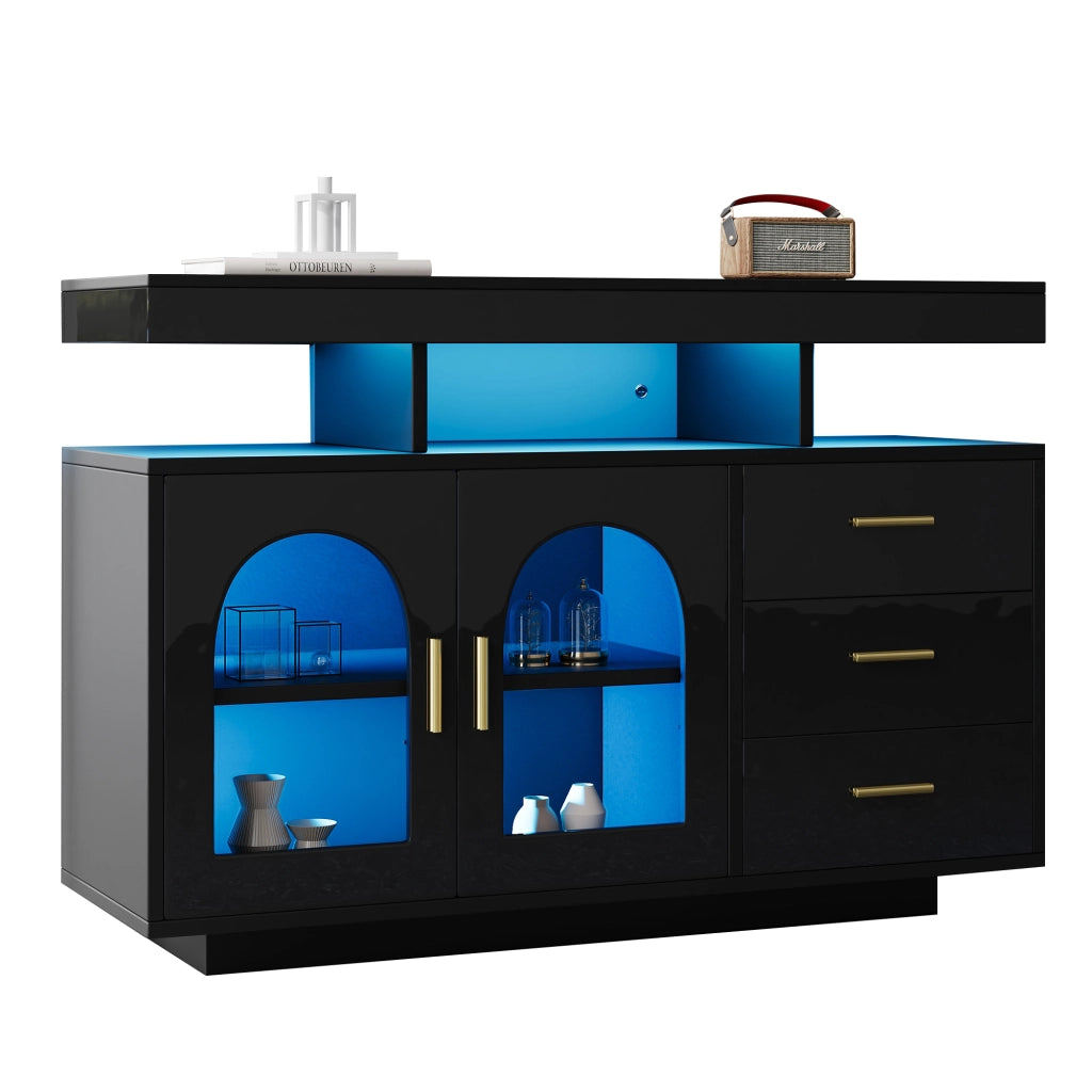 Sideboard LED con luci a 16 colori - Zephmum-120 cm-Nero