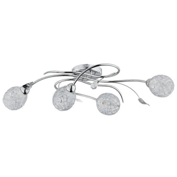 Plafoniera glamour cromata ORLEAN 4 luci cristallo E14 Alfa