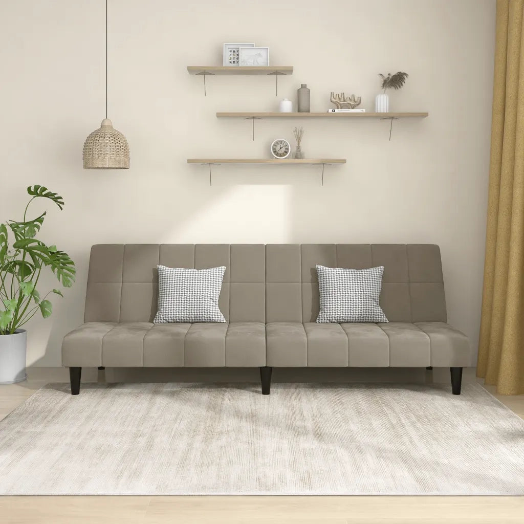 Divano Letto a 2 Posti-Sofa Letto 2 Posti-Daybed Grigio Chiaro in Velluto 626405