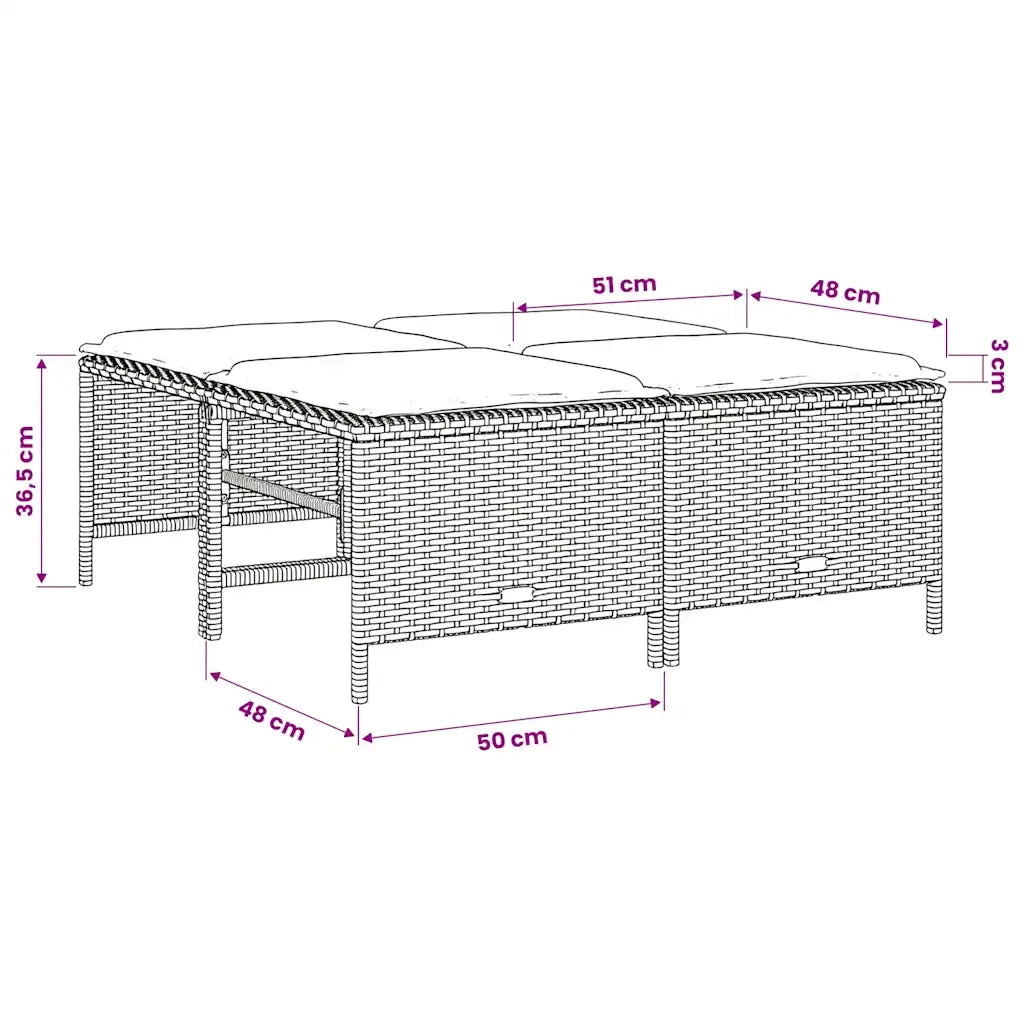Sgabelli da Giardino con Cuscini 4 pz Beige in Polyrattan 368366