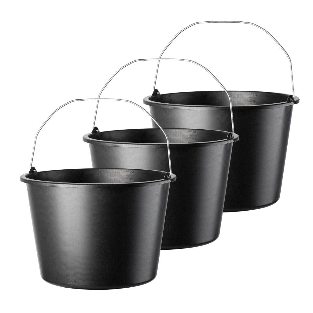 Secchio da costruzione KADAX 20 litri, secchi in plastica resistenti per uso domestico e giardinaggio, confezione da 3 pezzi.