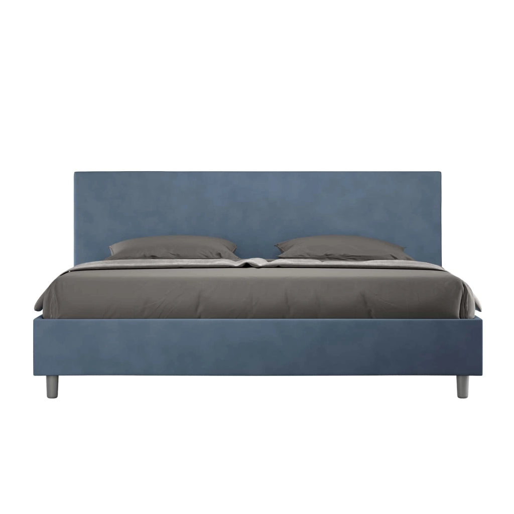 BS COM Letto contenitore imbottito 180x200 microfibra blu