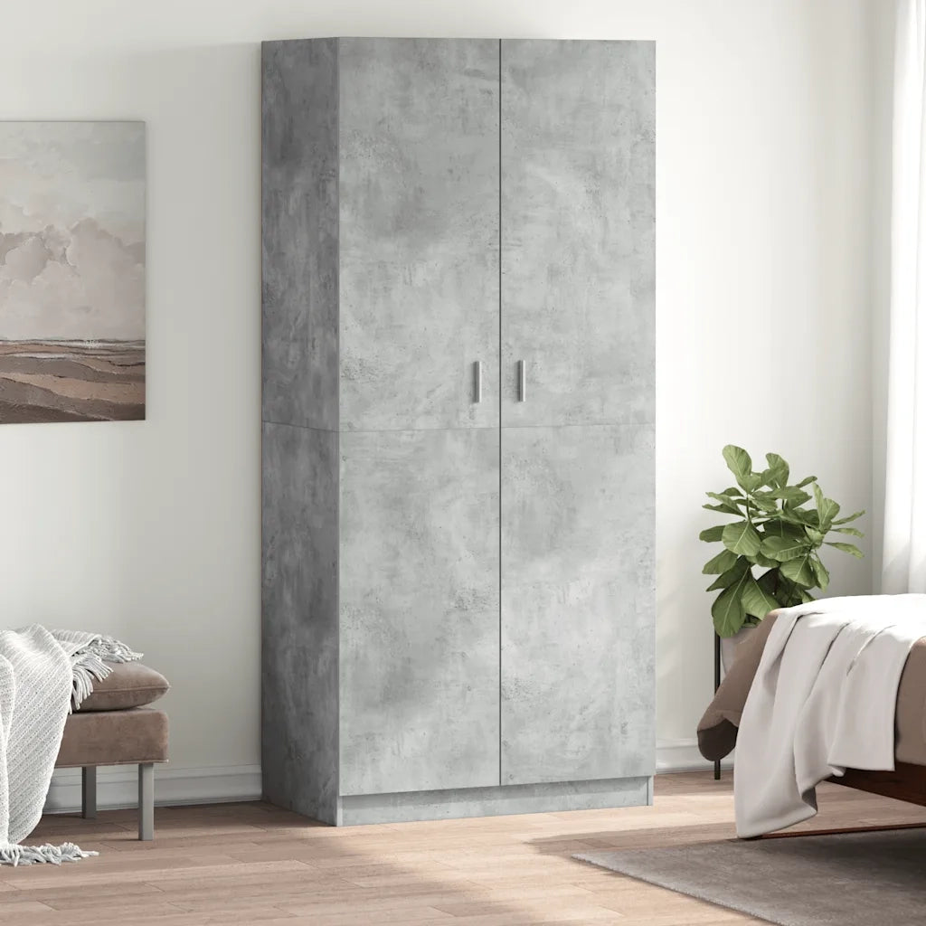 Armadio Grigio Cemento 90x52x200 cm in Legno Multistrato 800634