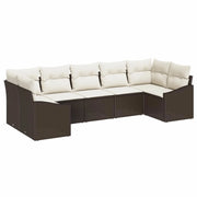 Set Divano da Giardino 7 pcs Marrone e Crema polyrattan 3355537