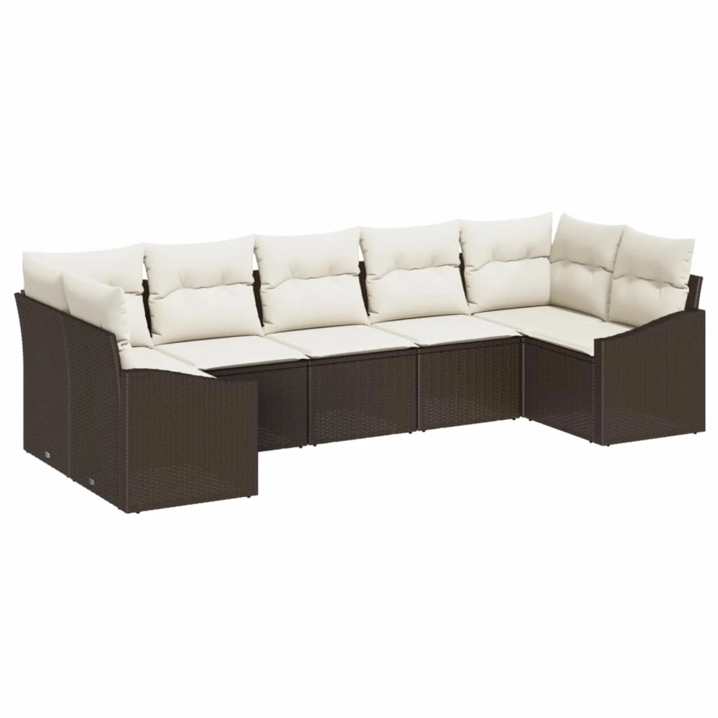 Set Divano da Giardino 7 pcs Marrone e Crema polyrattan 3355537