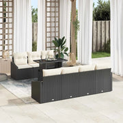 Set Divano da Giardino 8 pcs Nero e Crema polyrattan 3348943