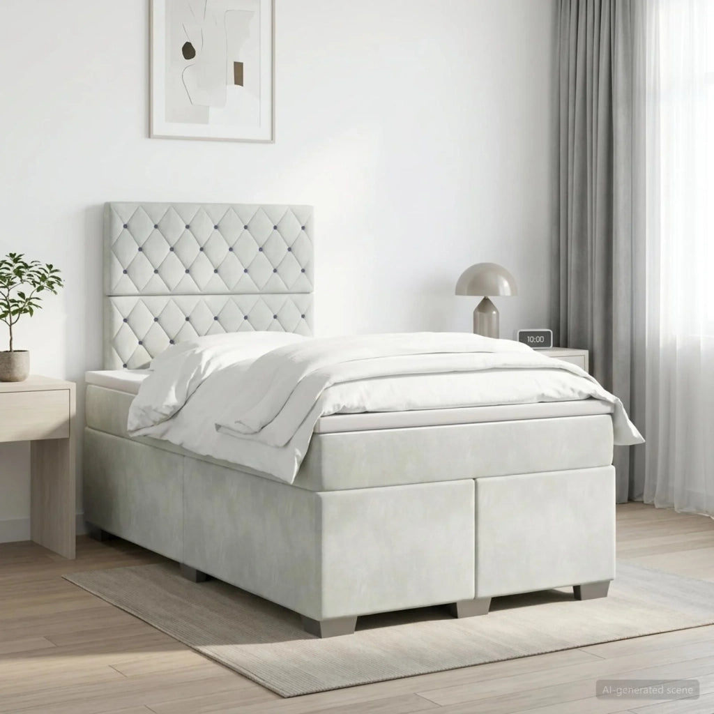 Letto box spring con materasso Grigio Chiaro 120 x 190 cm 3453596