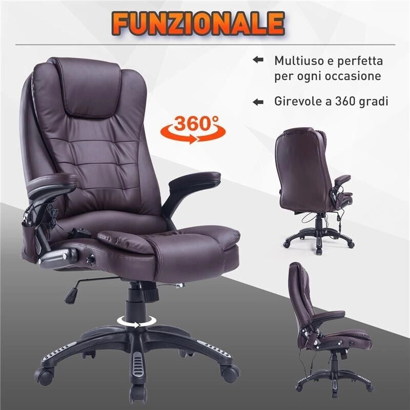 POLTRONA SEDIA MASSAGGIANTE DA UFFICIO CON RISCALDAMENTO 62 X 68 X111-121 CM