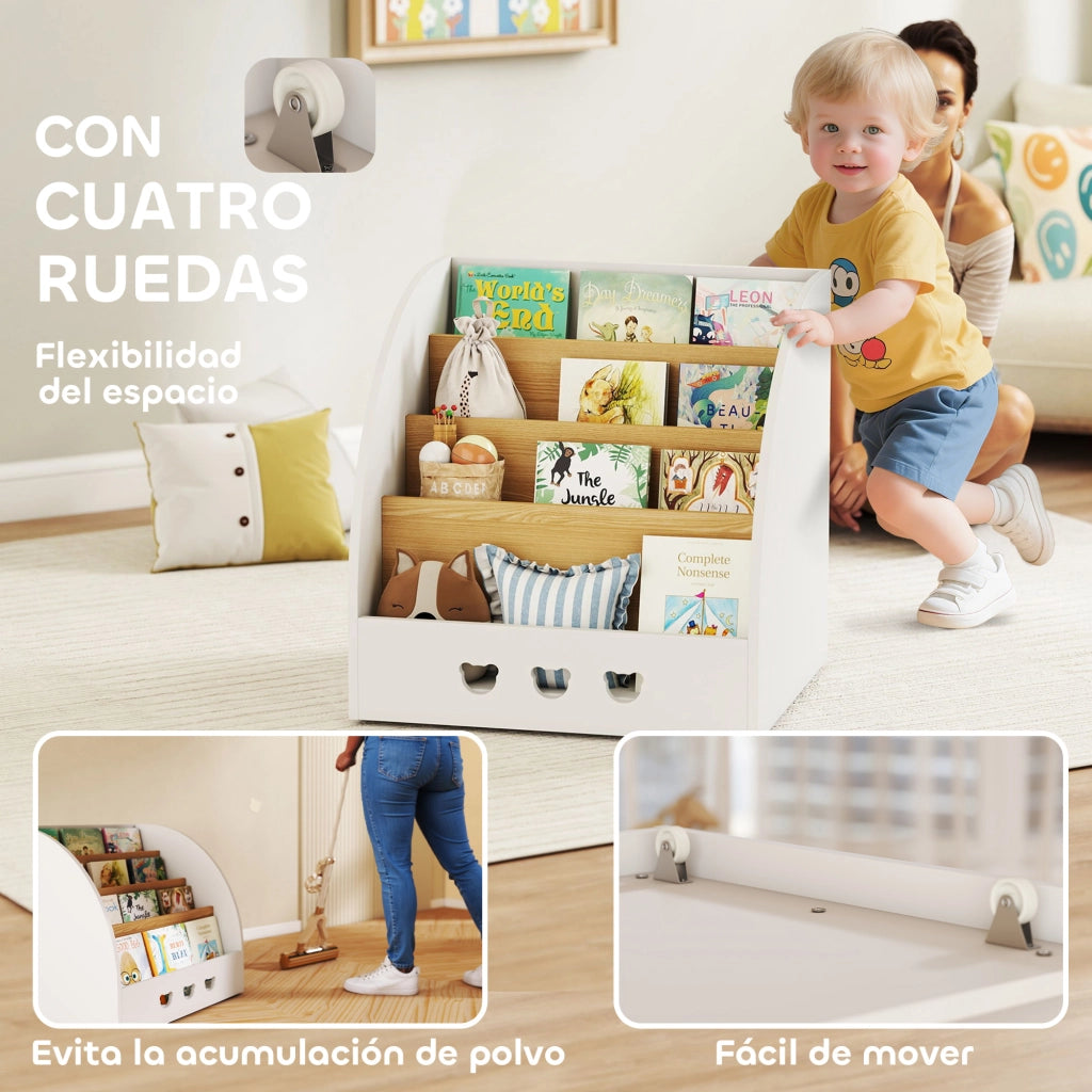 Scaffale per Bambini 4 Ripiani ¨C Minimal ¨C 60x53x60 Bianco e Naturale