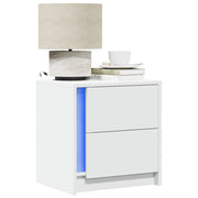 Comodini con Luci LED 2pz Bianchi in Legno Multistrato 852048