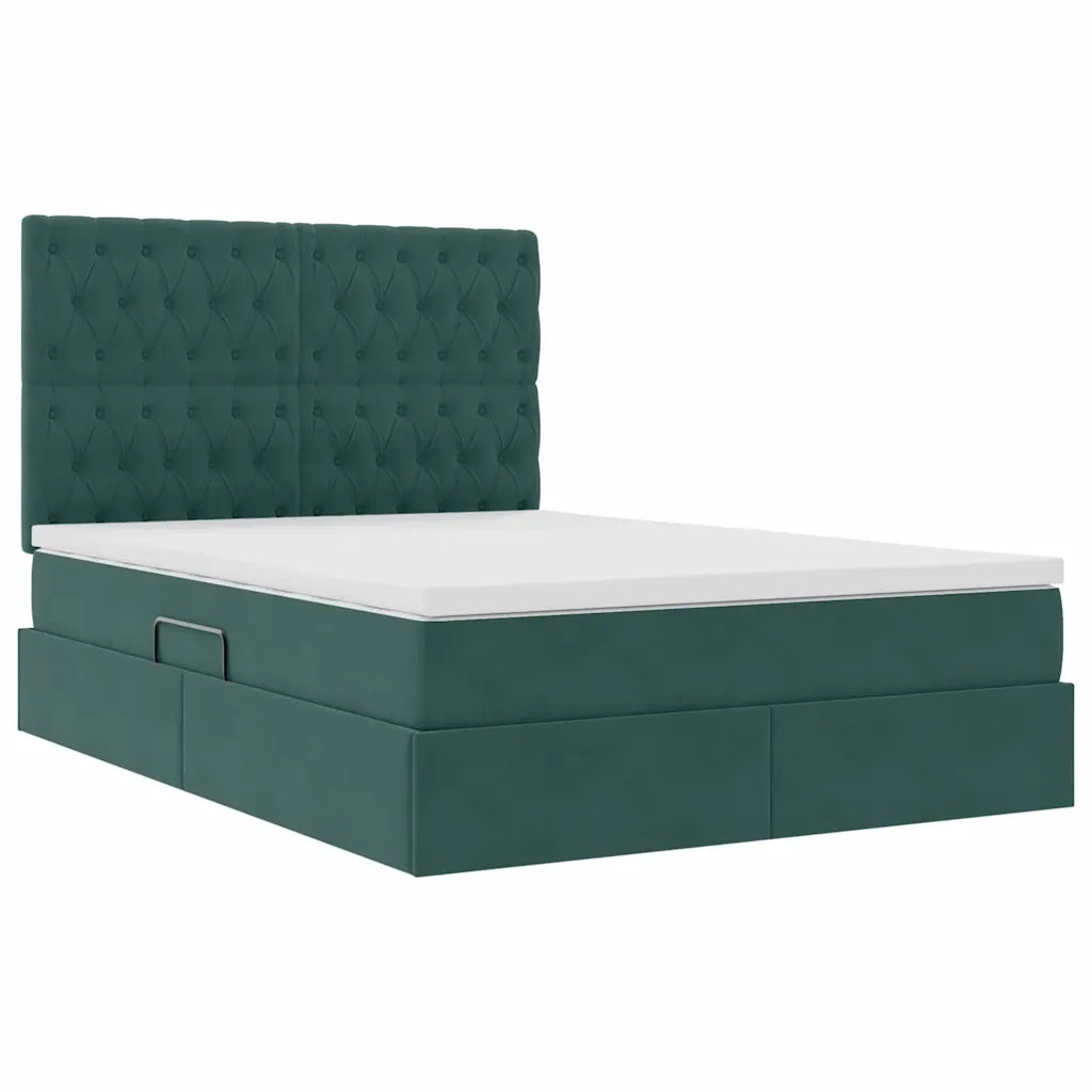Letto con contenitore e materasso Verde Scuro 140 x 200 cm 3372096