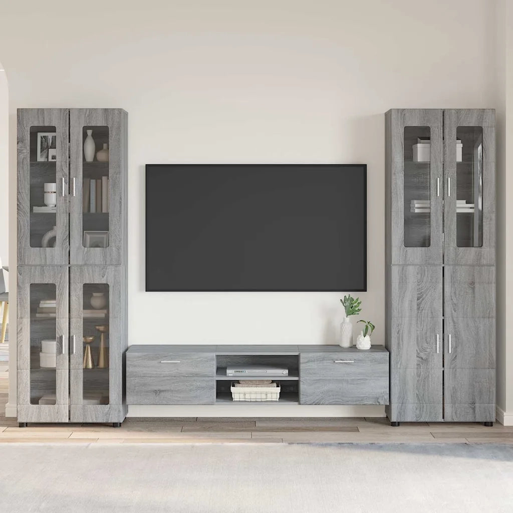 Set mobile TV con porta FLORIN Grigio Sonoma Legno multistrato