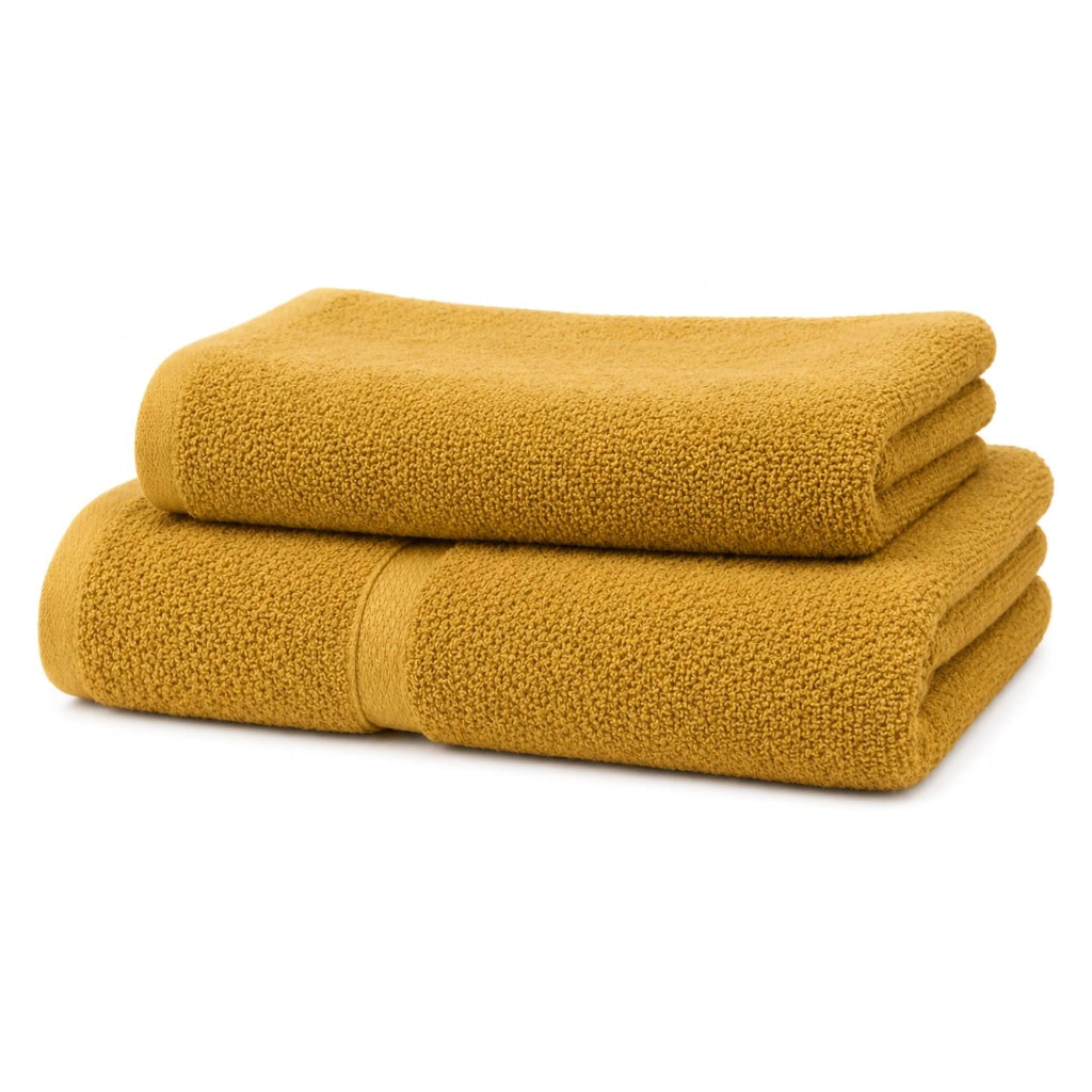 Sanonefa, set di Asciugamani 100% Cotone set da 2, Giallo Senape