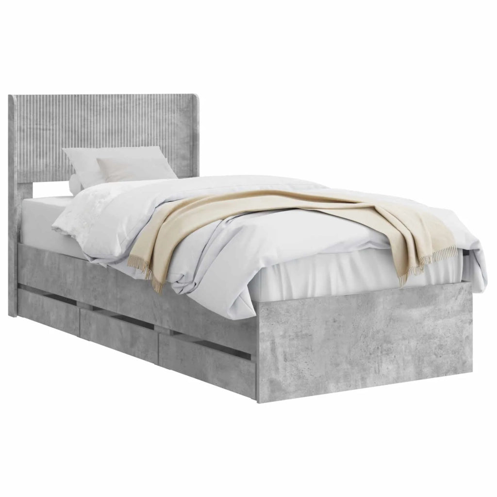 Struttura del letto con stoccaggio e testata Grigio Cemento 3414510