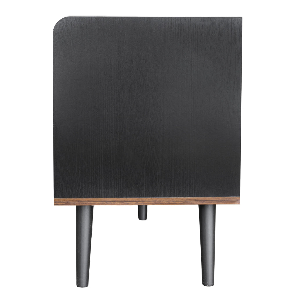 Cassettiera per TV nera e legno; truciolato; lunghezza 160 cm