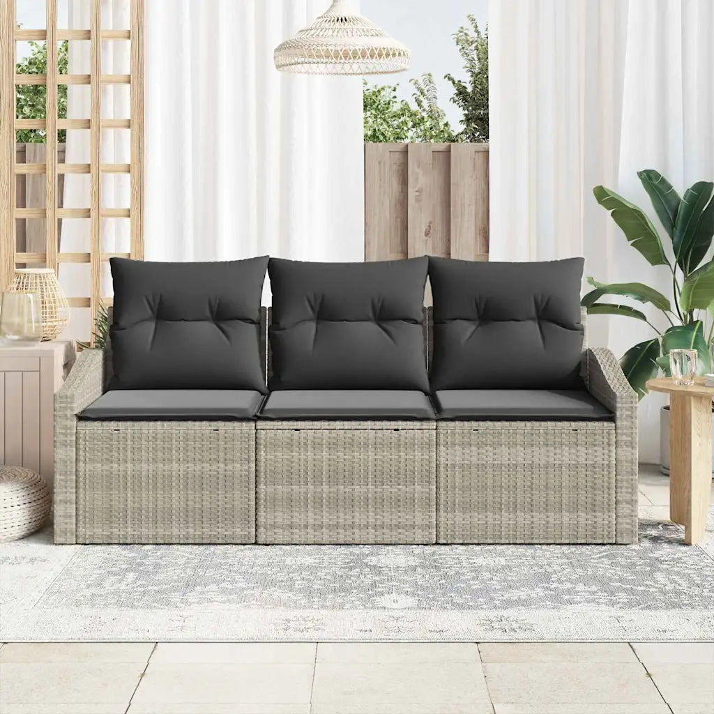 Set di divani con cuscino 3 pcs Grigio chiaro polyrattan 3346582