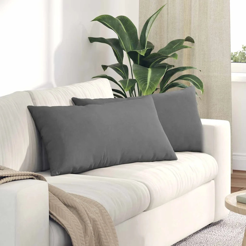 Cuscini da Divano 2 pz | Cuscini per sedie Grigio scuro 80 x 40 cm Tessuto