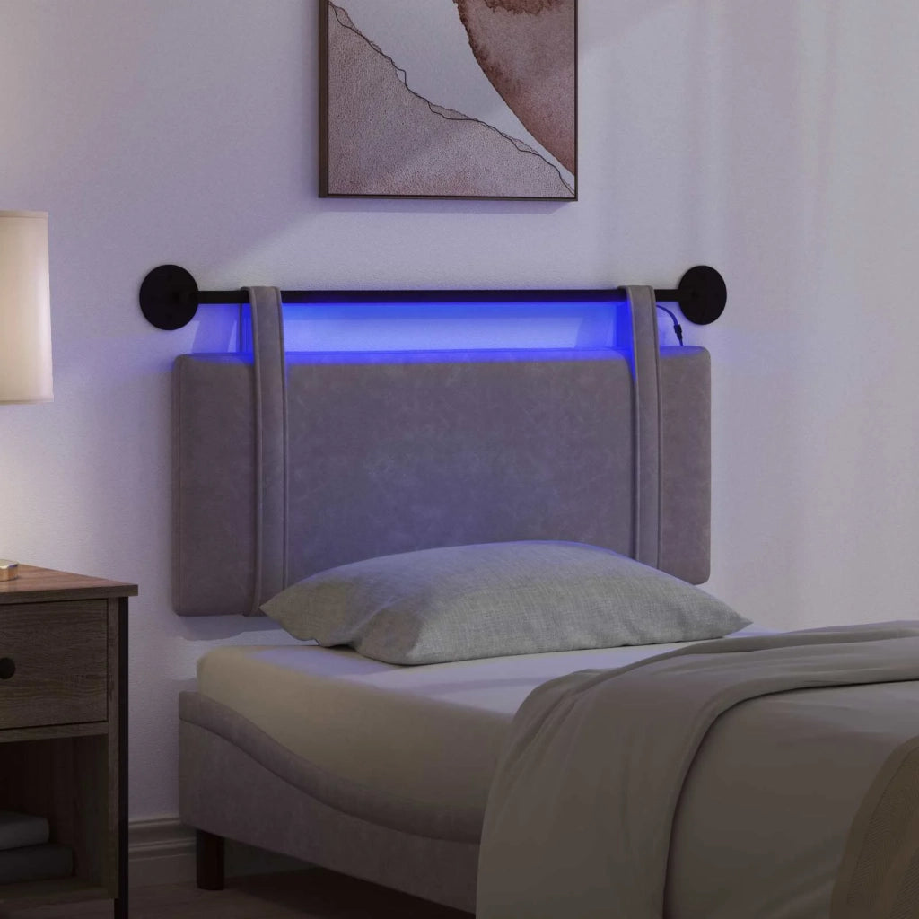 Testiera | Testata sospesa Con luce LED Grigio PU Antico