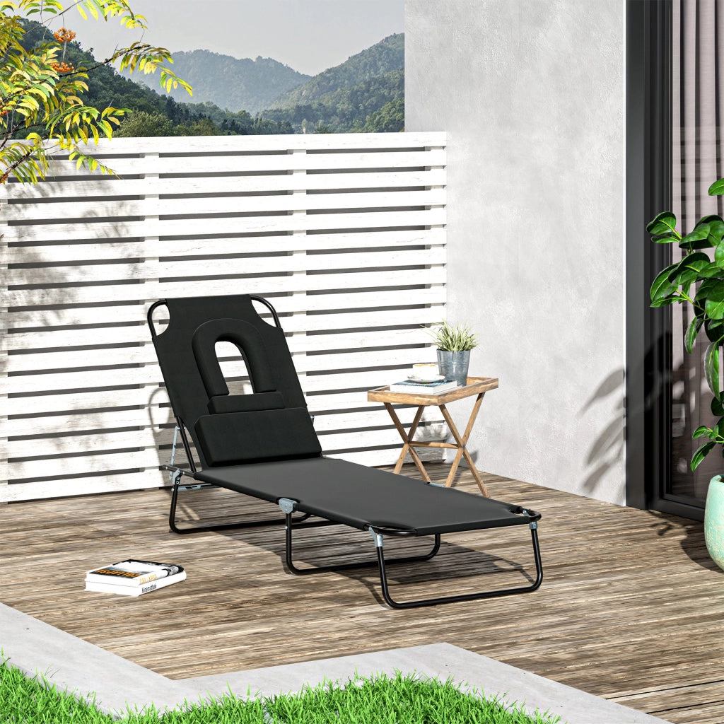 Sdraio Pieghevole da Giardino con Cuscini ¨C Xylo ¨C Acciaio e Tessuto Oxford Grigio