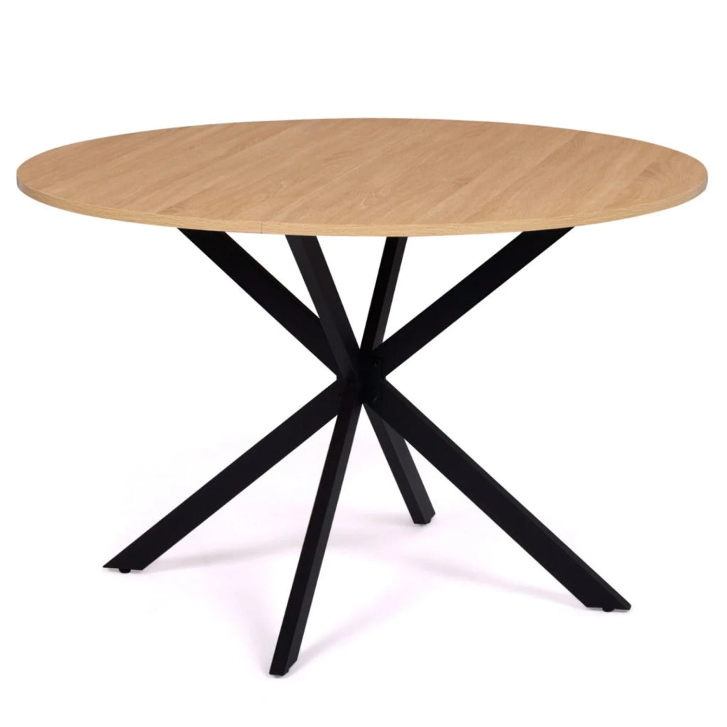 IDMarket - Tavolo da pranzo rotondo ALIX 110 cm in legno e nero e set di 4 sedie SARA nere