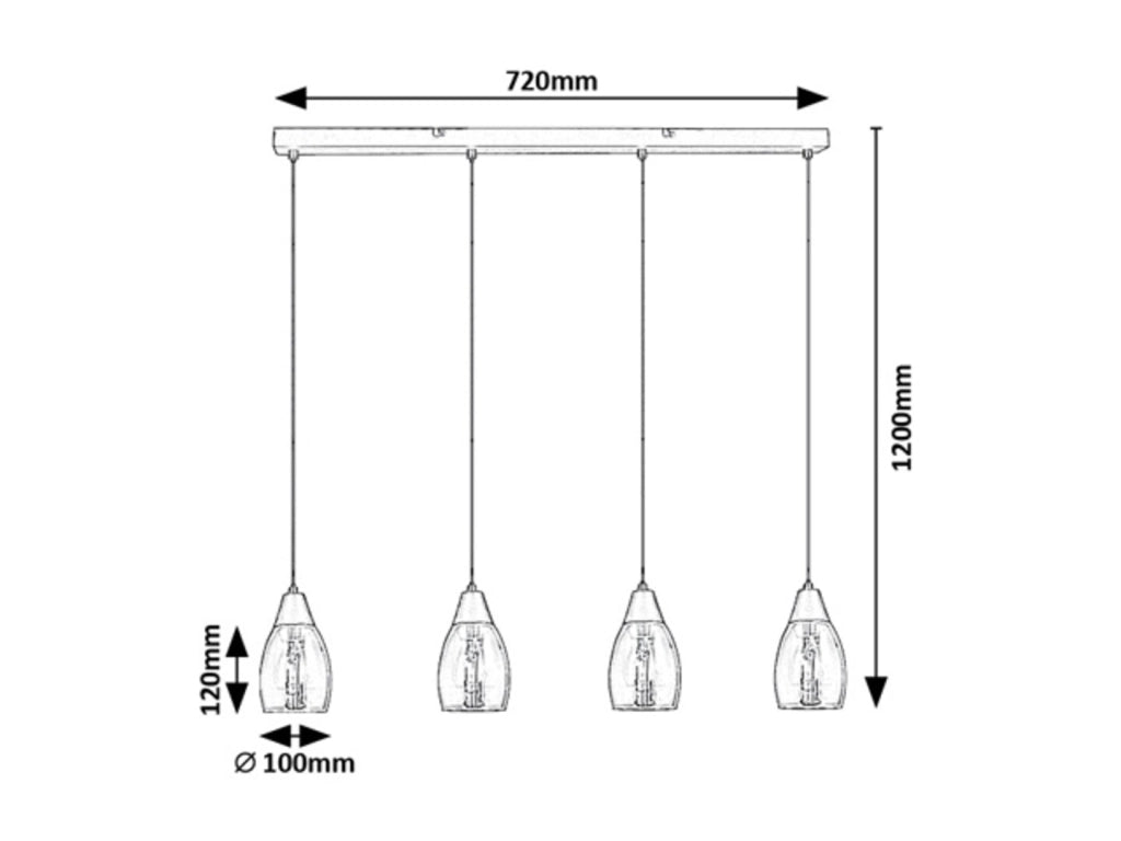 Lampada a sospensione Ilmari Rabalux nera 4xE27 120cm