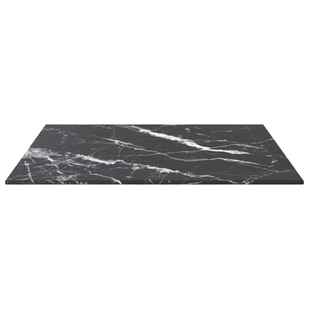 Piano Tavolo Nero 50x50 cm 6 mm Vetro Temperato Design Marmo 322270