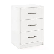 Comodino moderno 38,5 x 28 x 54 cm con 3 pratici cassetti e design elegante in legno bianco 20_0013957