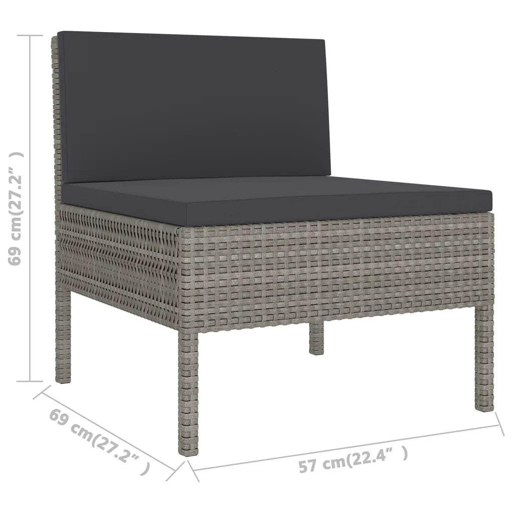 Set Divani da Giardino 9 pz con Cuscini in Polyrattan Grigio 3094426