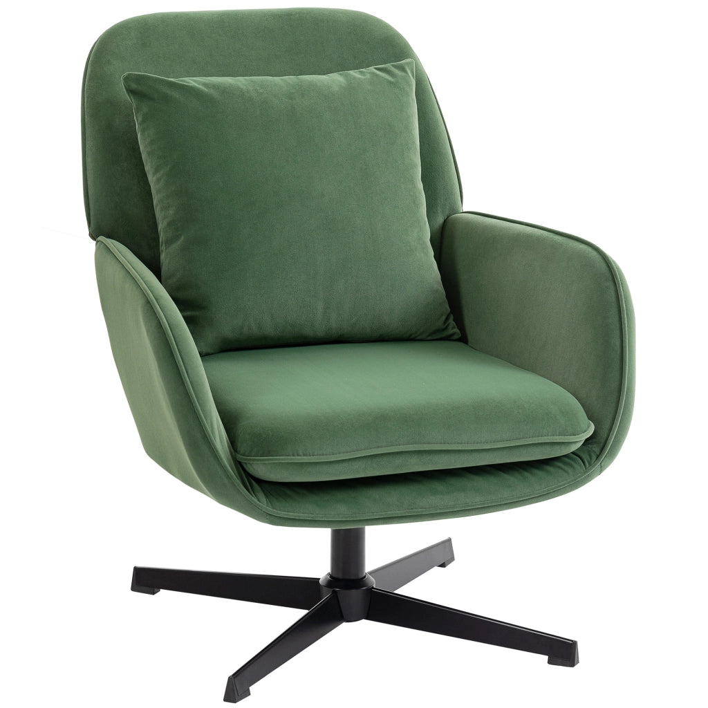 Poltrona Girevole con Cuscino ¨C Xylo ¨C Tessuto Velluto Verde