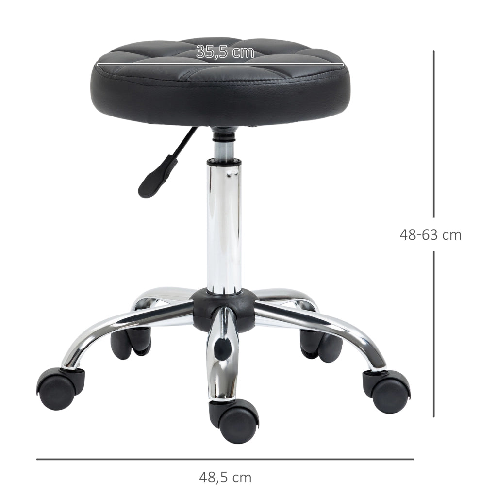 Sgabello Girevole Regolabile in Altezza ¨C Minimal ¨C Nero, Pelle, 48-63 cm