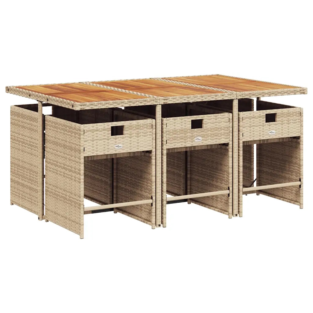 Set da Pranzo da Giardino 7 pz con Cuscini Beige in Polyrattan 3211096