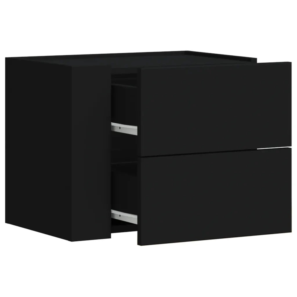 Set di 2 Comodini | Armadio da Notte | Mobiletto da notte a Muro Nero 45x30x35 cm