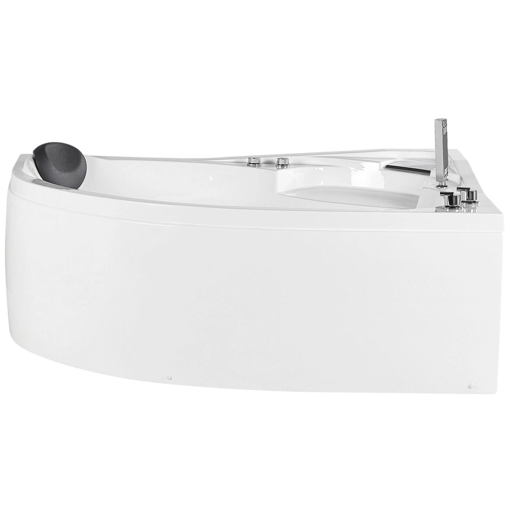 Vasca idromassaggio ad angolo versione sinistra in acrilico bianco con luci a LED Soffione doccia idromassaggio poggiatesta