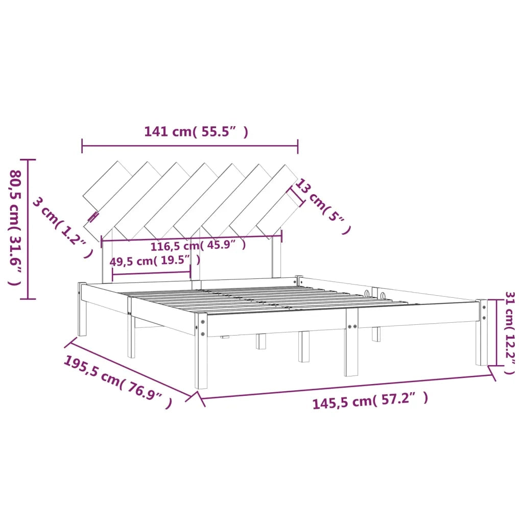 Giroletto Bianco 140x190 cm 4FT6 Double in Legno Massello 3104849