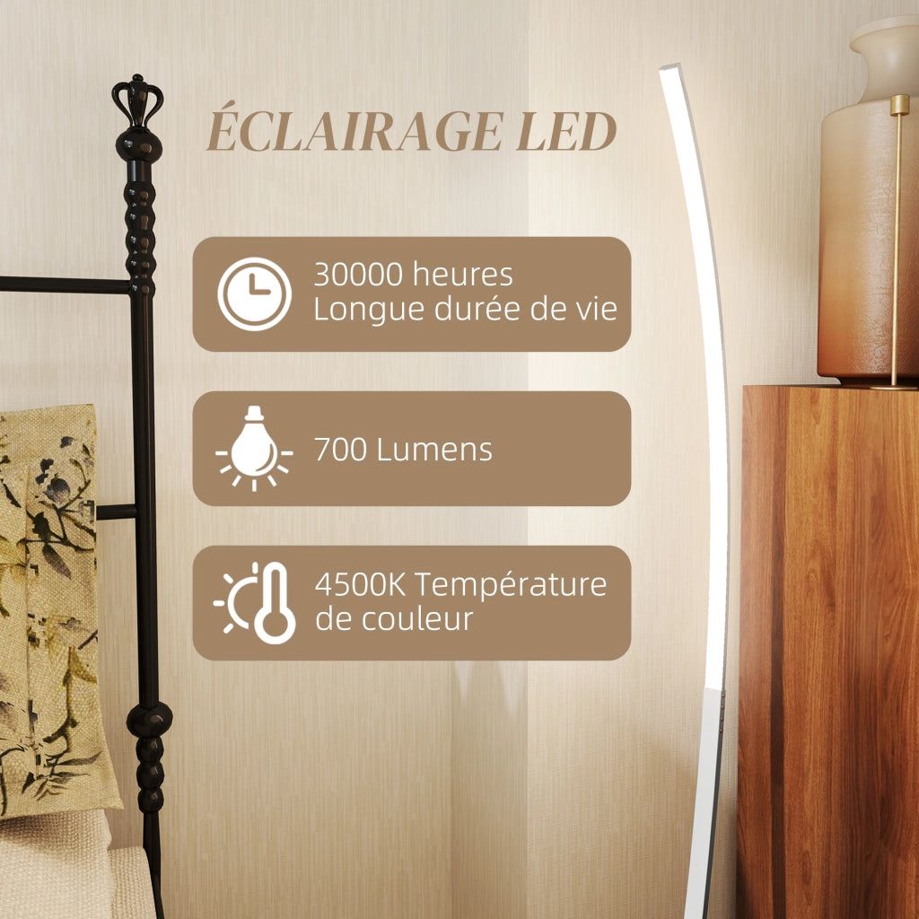 Lampada da terra LED ¨C Minimal ¨C 3 livelli luminosit¨¤, interruttore a pedale, argento