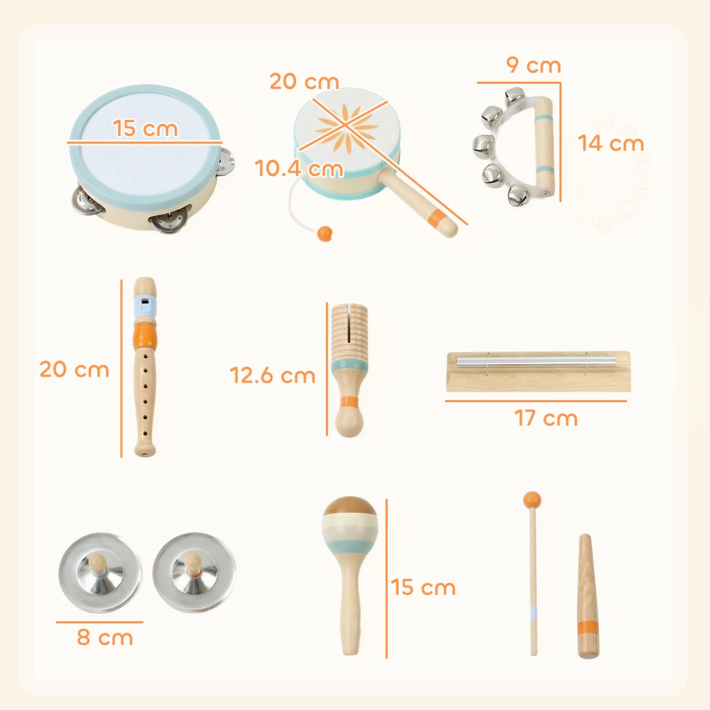 Strumenti Musicali per Bambini Set Percussioni Montessori in Legno Aracione e Celeste